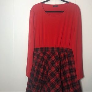 Red and Black Plaid Skater Dress